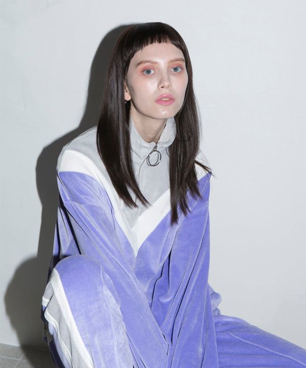 velvet training zip-up top - VIOLET