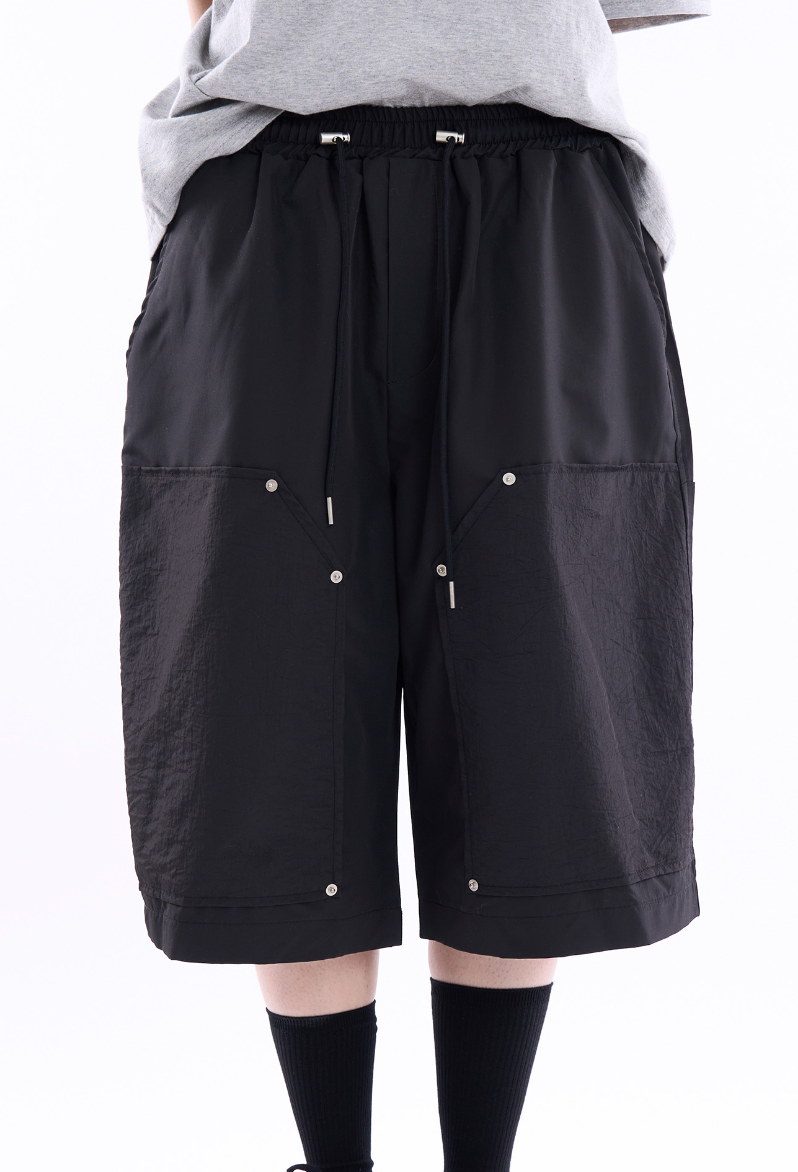 Broher rivet double-knee bermuda pants