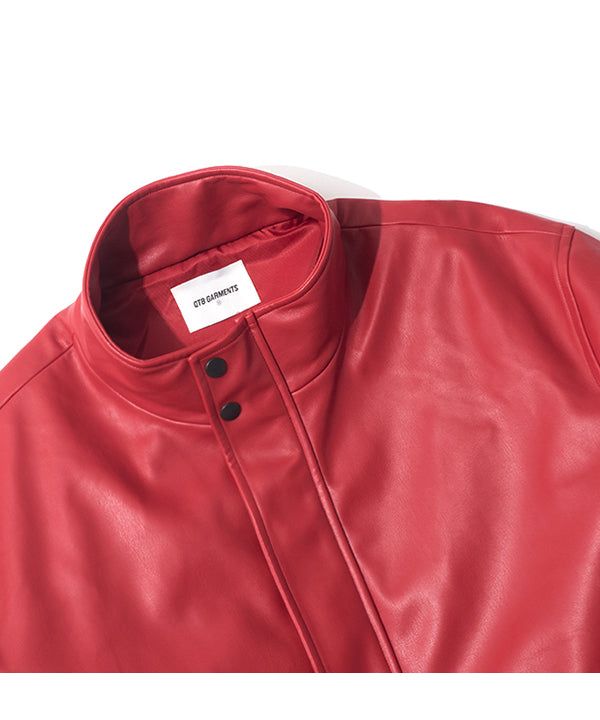 LB Synthetic Leather Hidden Jacket (Red)