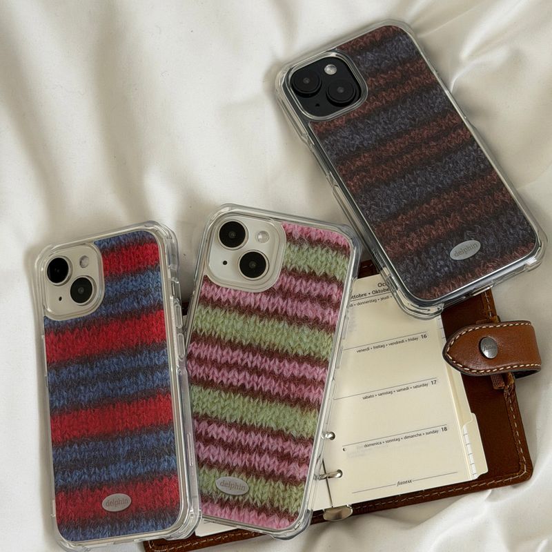 MOHAIR STRIPE HARD JELL CASE _ BLUE