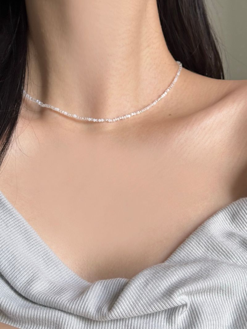 [Surgical Steel] Rain Beads Necklace Ring Set / 2 Colors / Summer White Blue Simple Daily