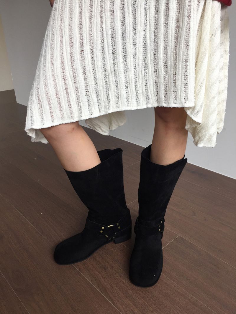 Double Buckle Suede Boots(2color)