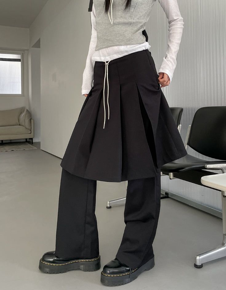Epic Layered Pleated Skirt Pants