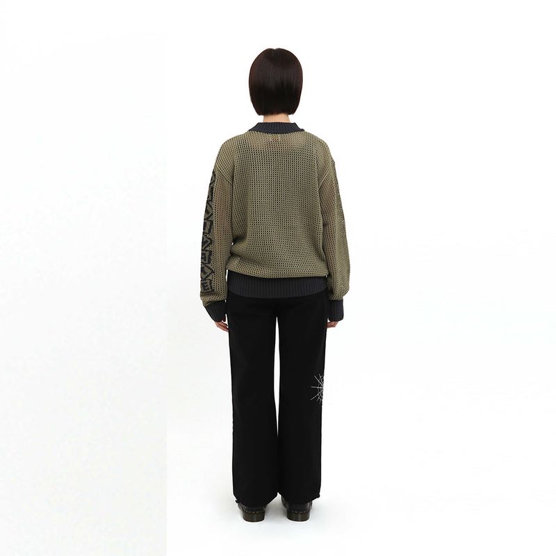 MULTI SKULL MESH KNIT (OLIVE/NAVY)