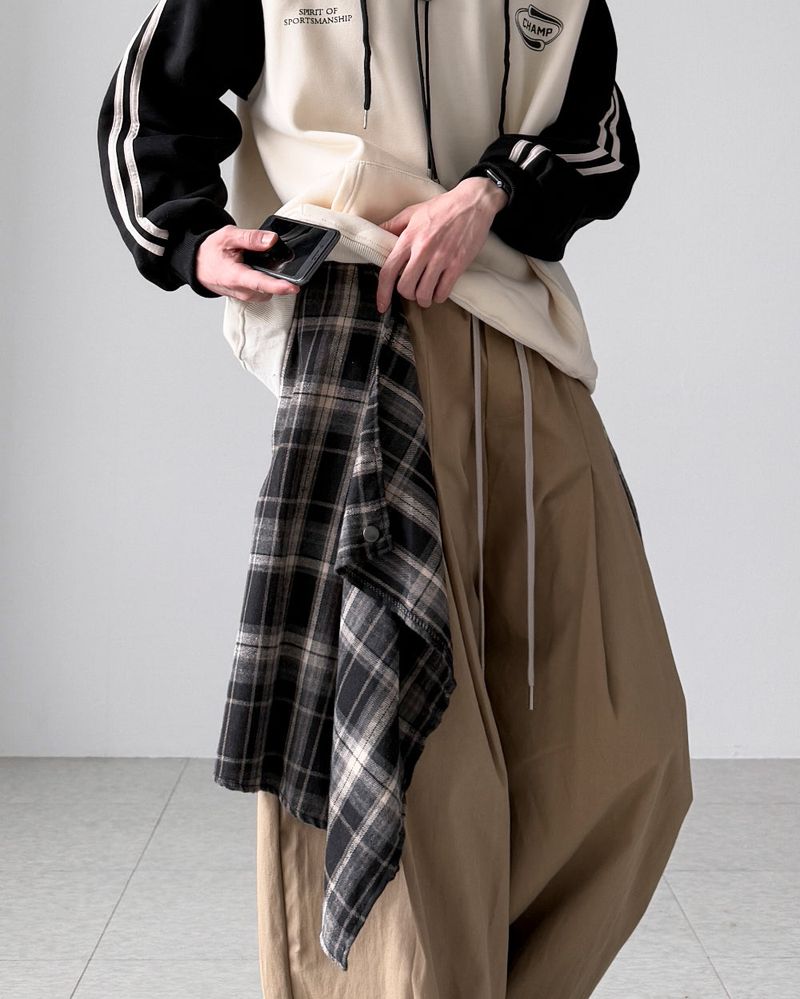 Checkered Layered Balloon Pants