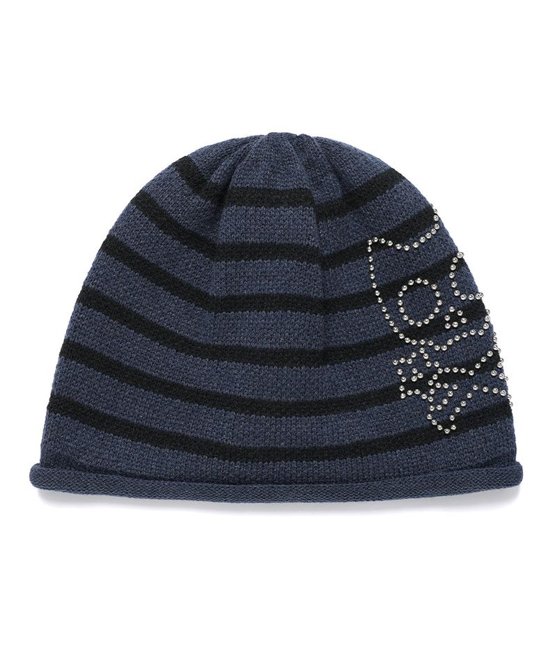 cavish（カビシ）の「SKULL CAT STRIPED BEANIE NAVY(CV2FFUAB32A)（Hats）」