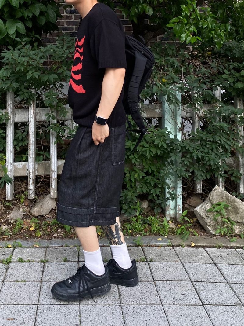 Layered Stitched Bermuda Pants