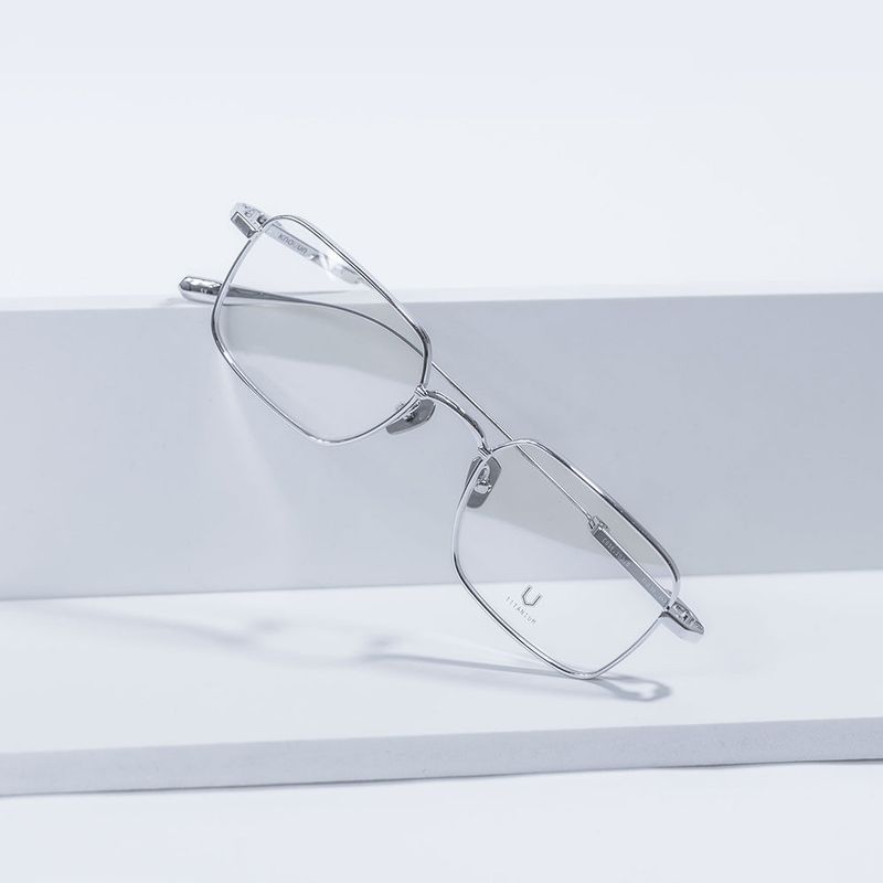 Knouun Square titanium glasses CODE. 102. D Silver