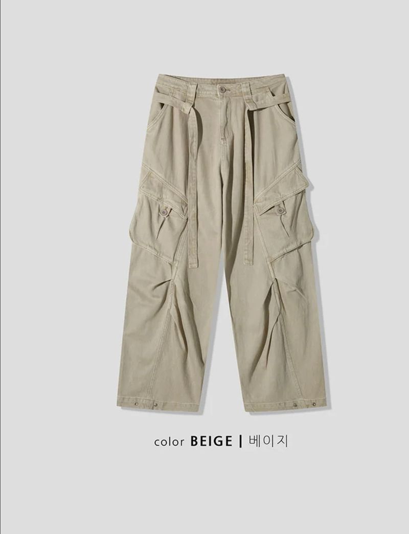 [Unisex] Desert belt washing cargo pants(3color)