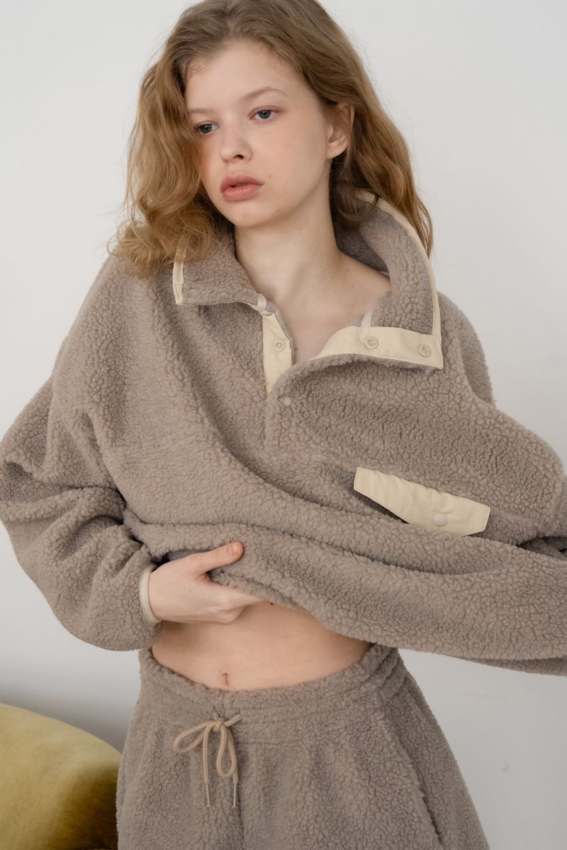 Teddy fleece shorts_mocha