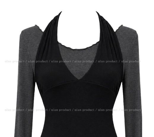 Dani Ruffle Layered Halter Long Sleeve