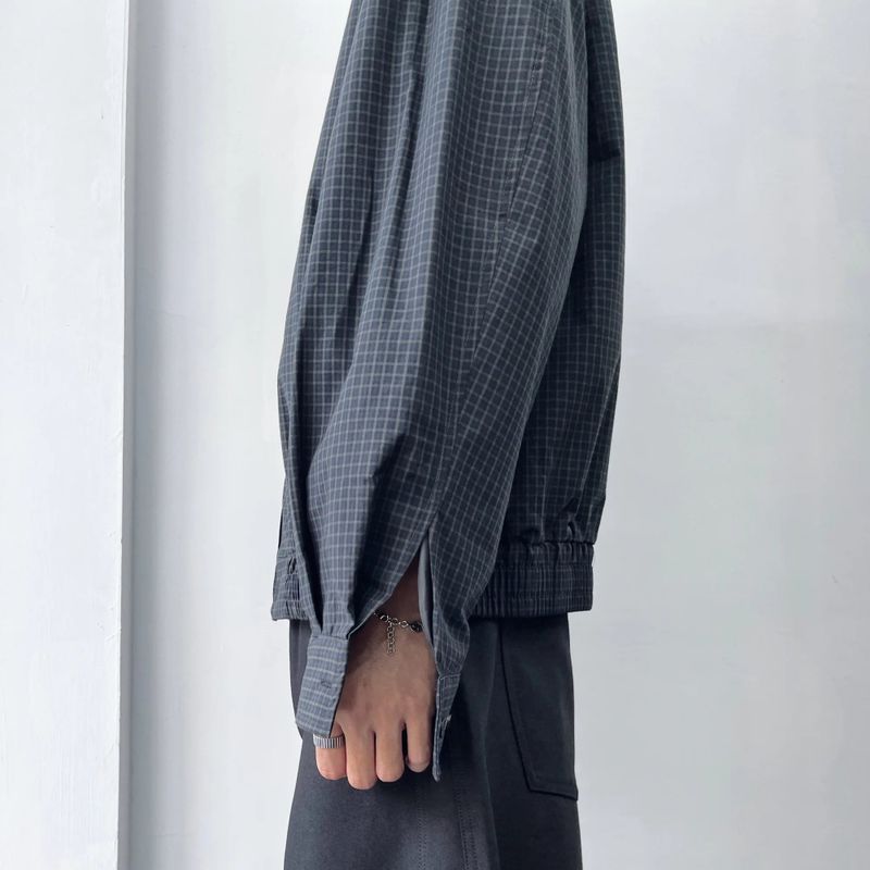 チェックド ジップ シャツ ジャケット