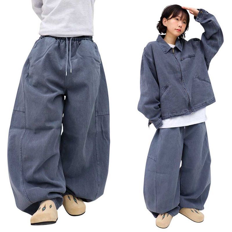 Wide Pigment Seamed Balloon Pants