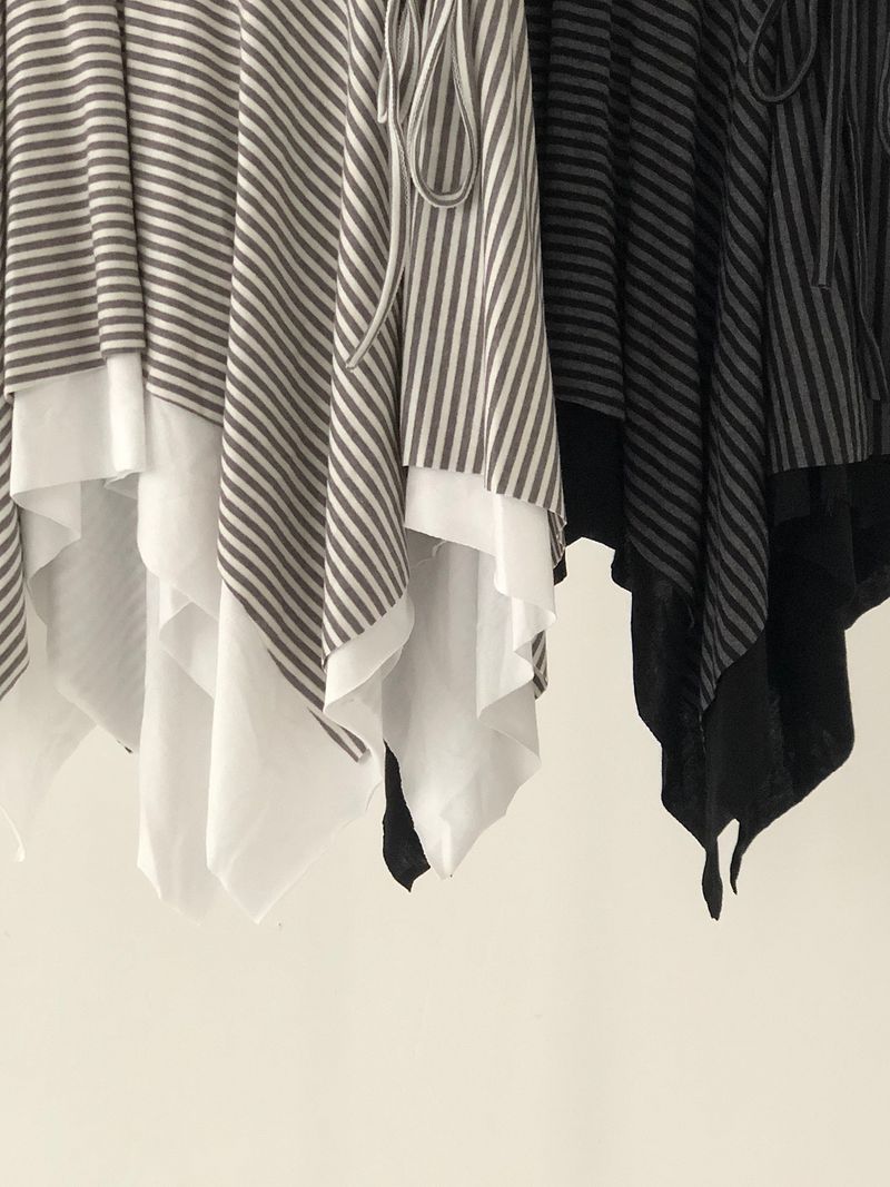 Side Strap Stripe Unbal Skirt