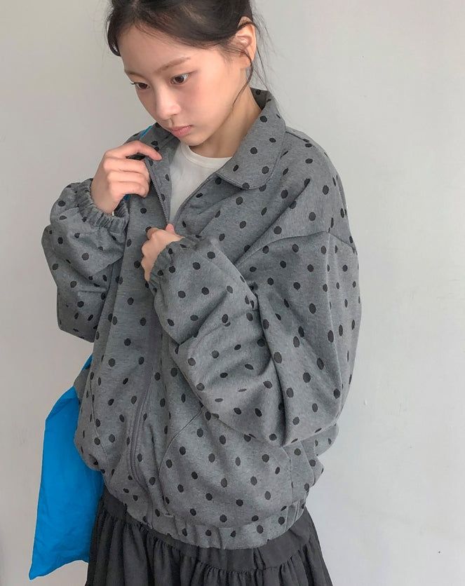 Multree Dot Collar Zip-Up