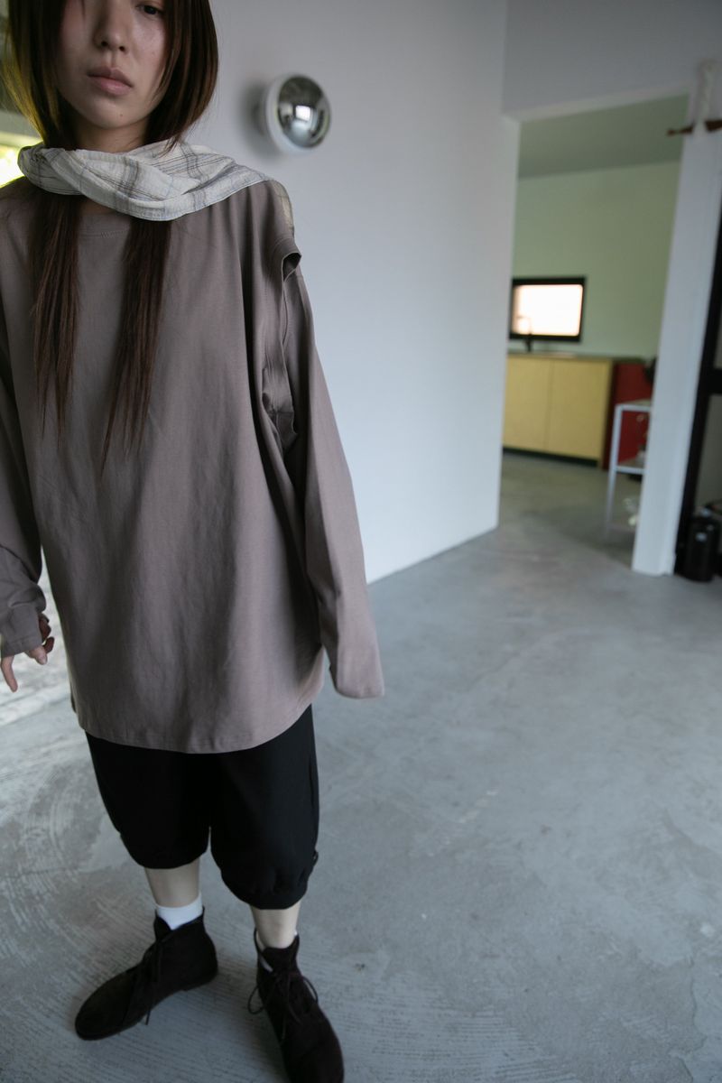 hole shoulder over long top(3colors)