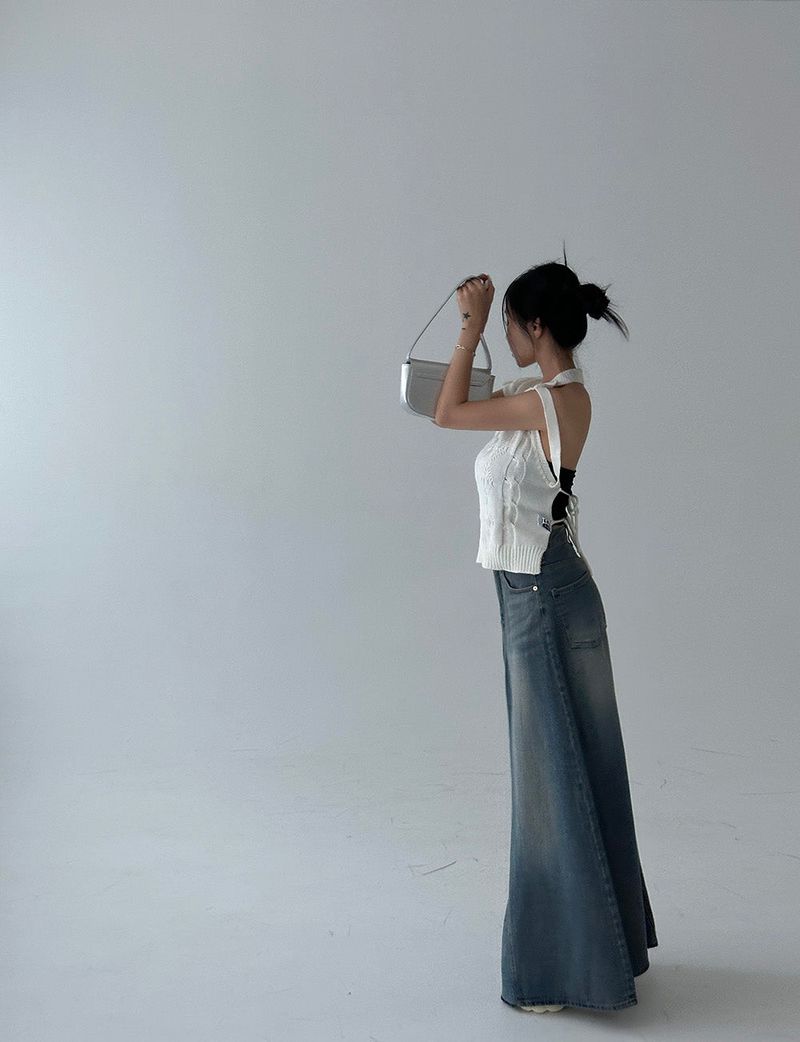 Denim Maxi Long Skirt