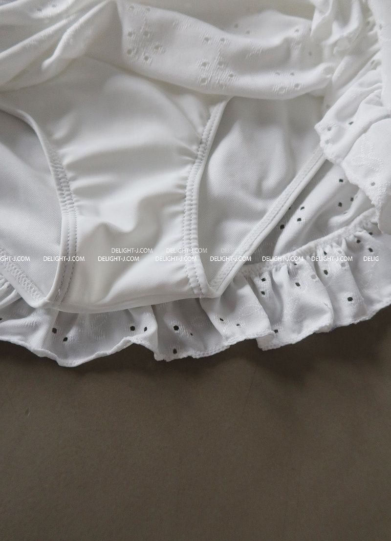 punching eyelet ribbon skirt bikini