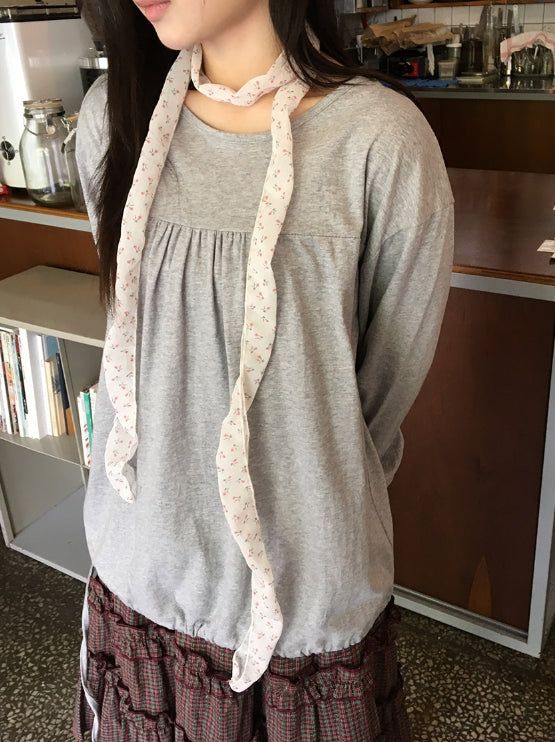Raneehi Shirring Ribbon Long Sleeve Tee