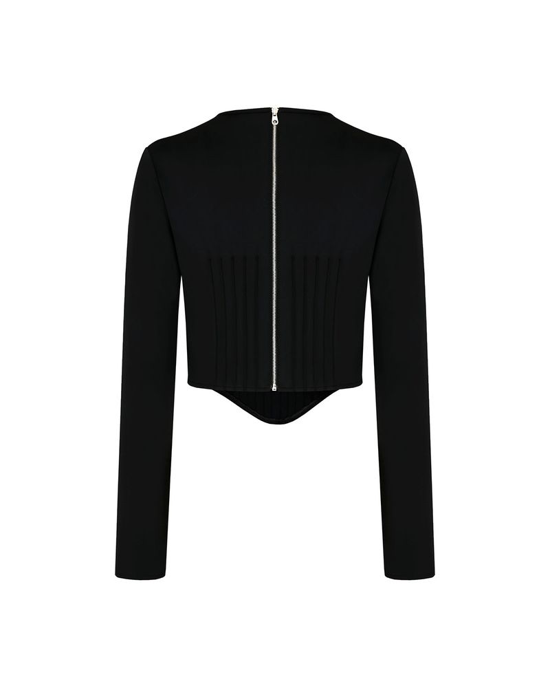 Pintuck Jersey Top _ Black