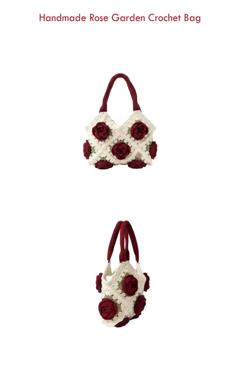 Handmade Rose Garden Crochet Bag