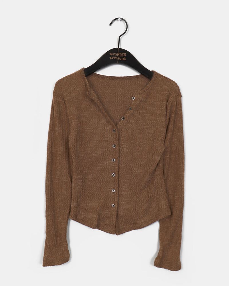 AllMew Corduroy Ribbed V-Neck Button Cardigan
