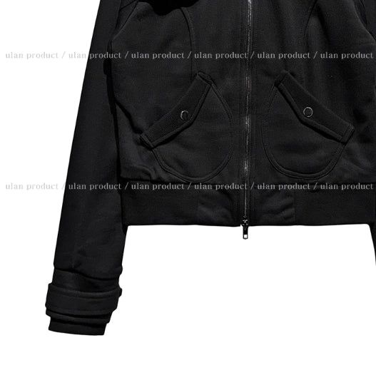 Pearly cut high neck two-way zip-up