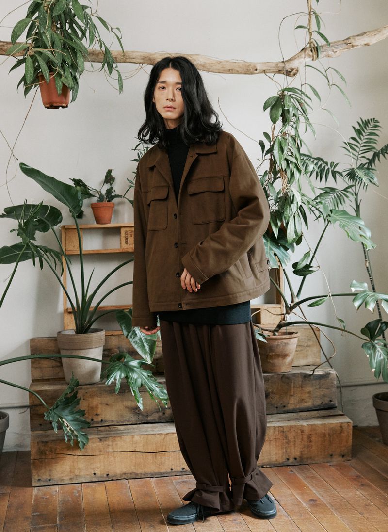unisex strap balloon pants brown