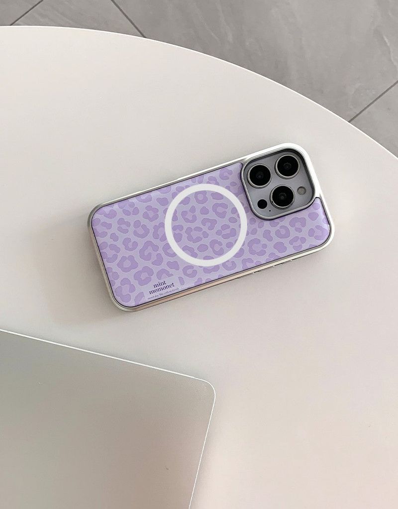 [MADE]ラベンダーレオパード シルバーエポキシ MagSafe iPhoneケース