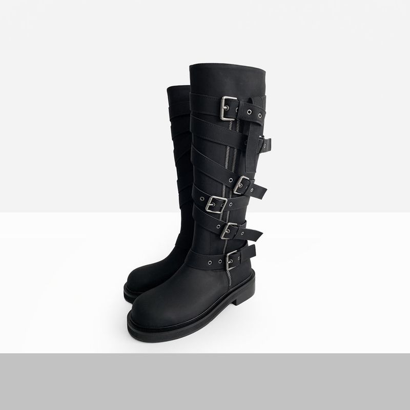micello buckle long boots