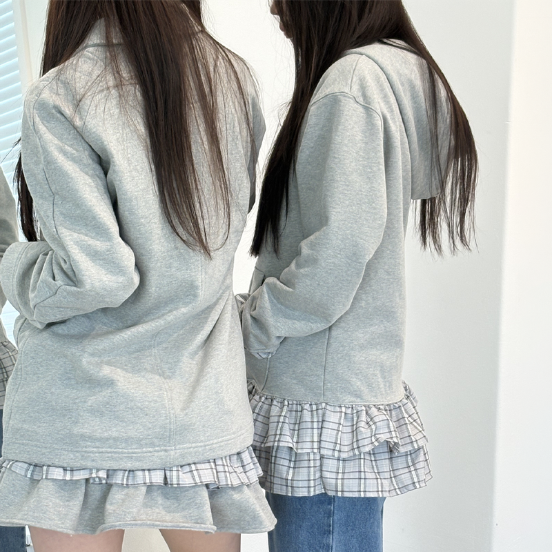 CEC ZIP-UP HOODIE DRESS(GRAY)