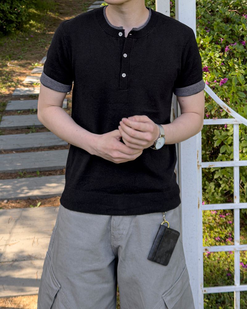Eren Layered Henley Neck Knit