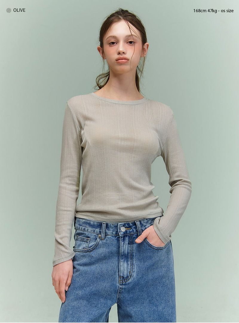 SLIP SHEER WAVE LONGSLEEVE [OLIVE]