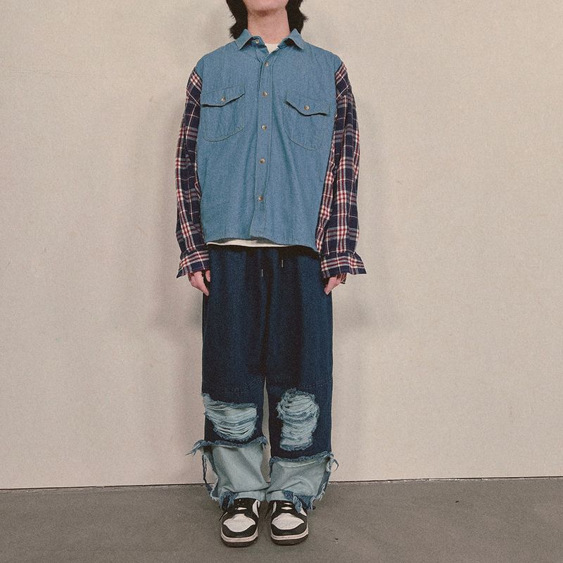 bleach denim pants_blue
