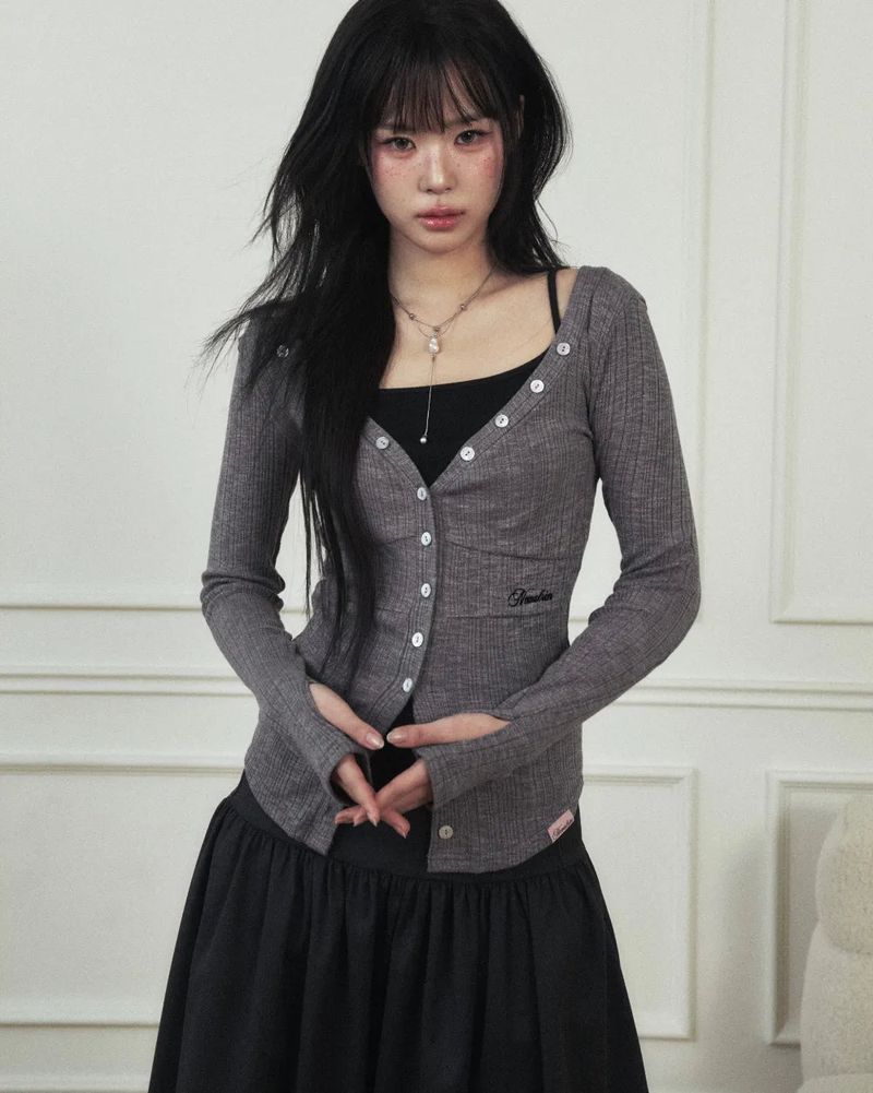 Ria Neck Button Knit Top