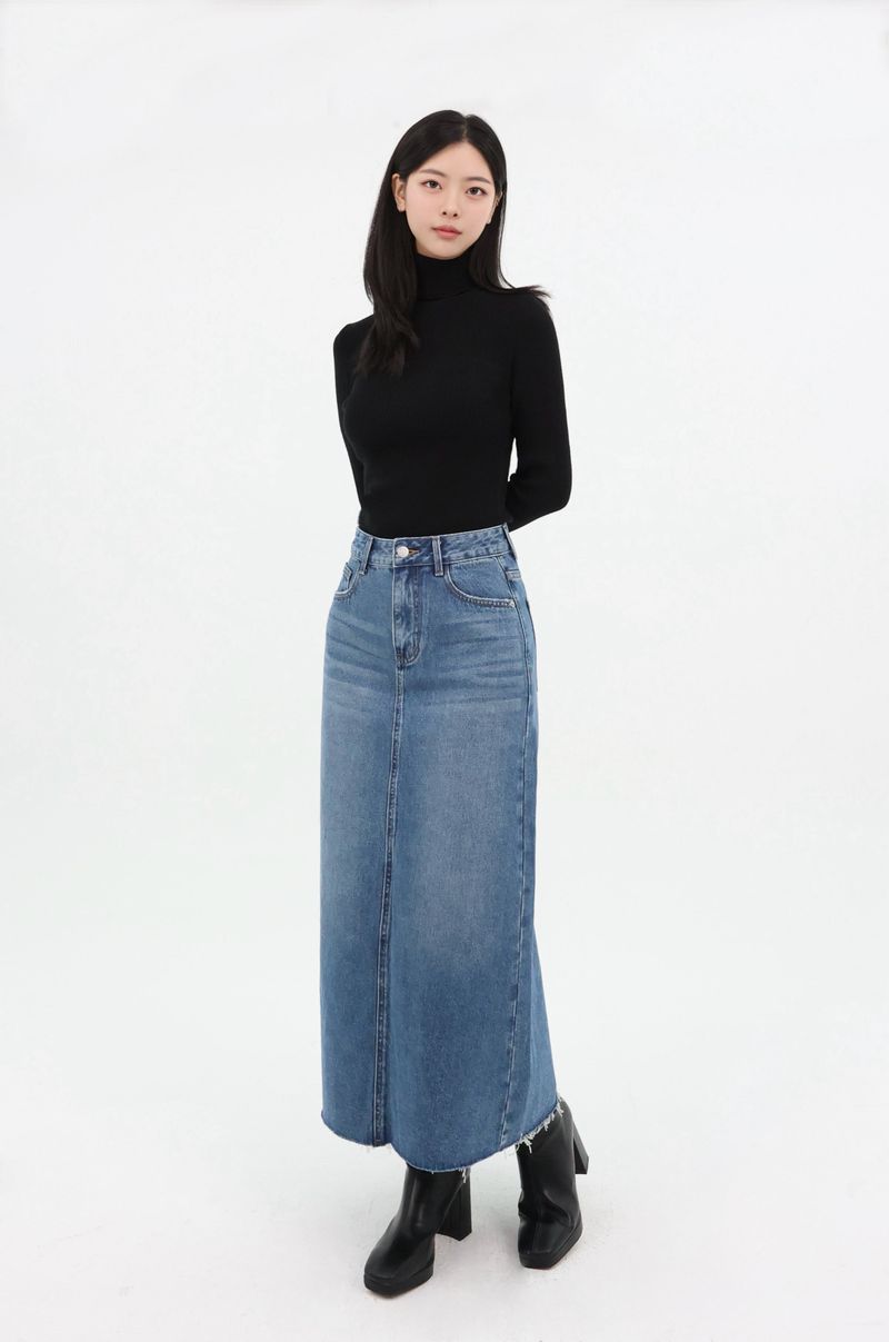 DENIM MAXI SKIRT_BLUE code 26021