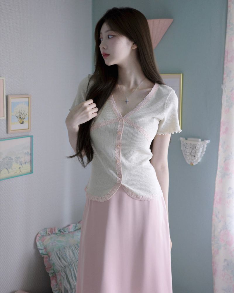 [MADE] Vernis Lace Cardigan Tee