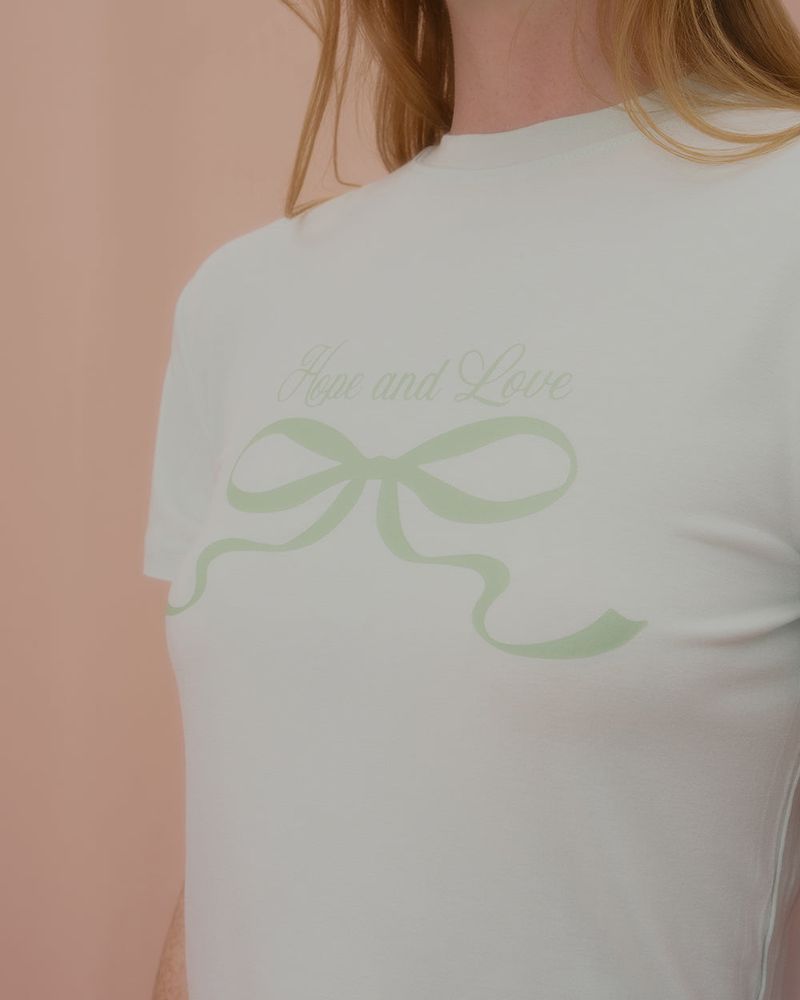 LOVE RIBBON CROP TSHIRT-MINT
