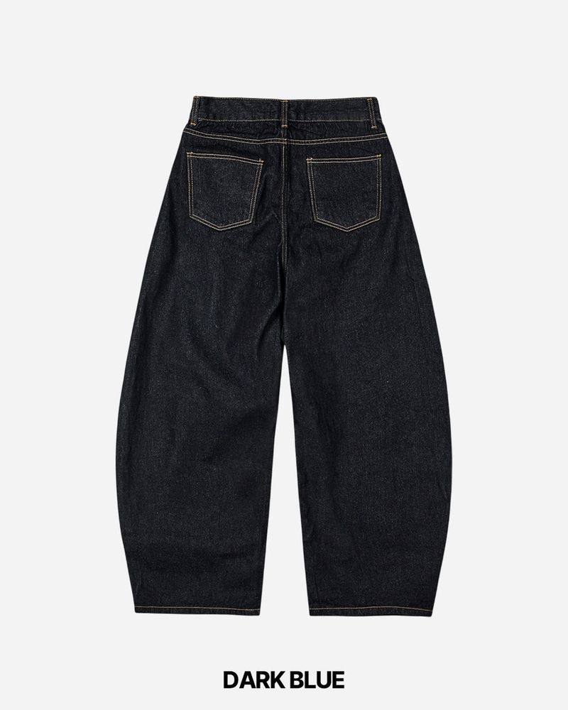 Button Curved Denim Pants