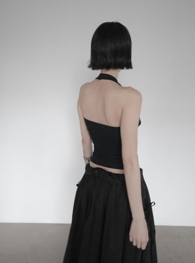 Ar Cowl Neck Halter Tube Top