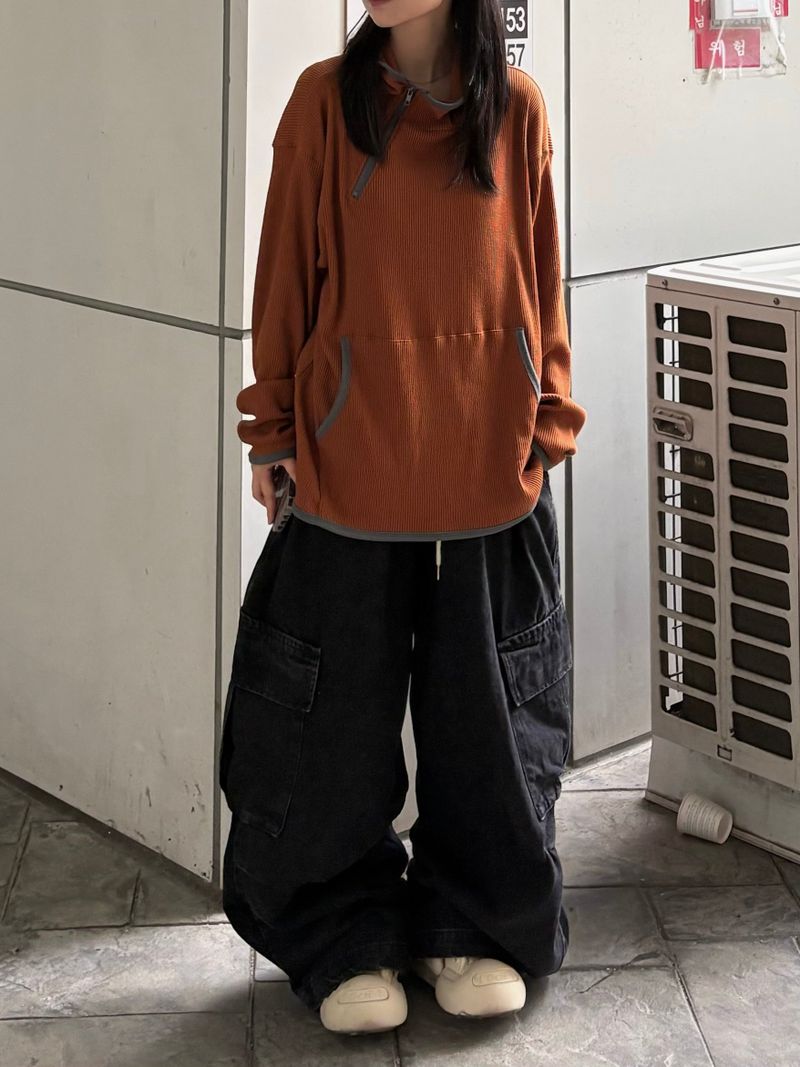 denim pintuck cargo pants
