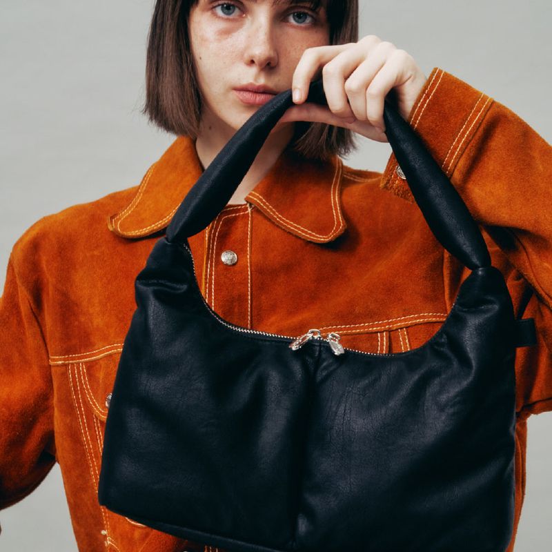 Soft Basket Hobo Bag (S)(black)