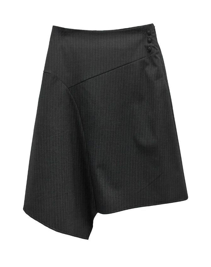 Stripe unbalanced midi skirt