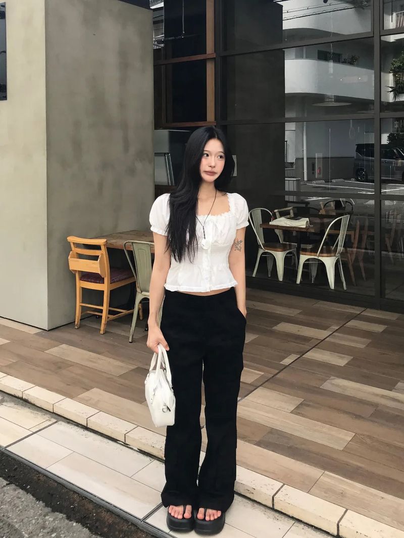 Mabel Utility Cargo Semi Wide Long Bootcut Pants 