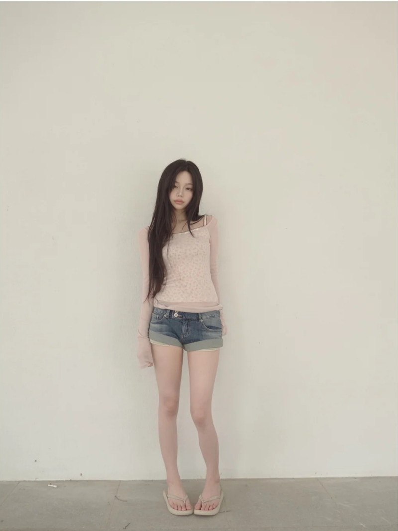 roll-up denim shorts