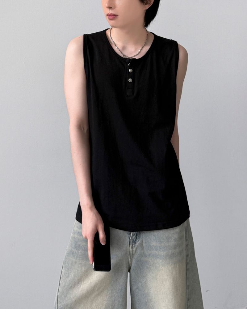 Luden Henley-Neck Sleeveless