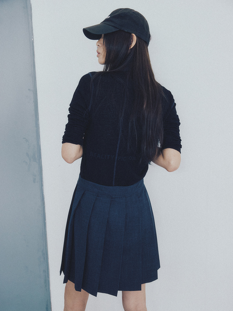 Apron Pleats Dress Grey