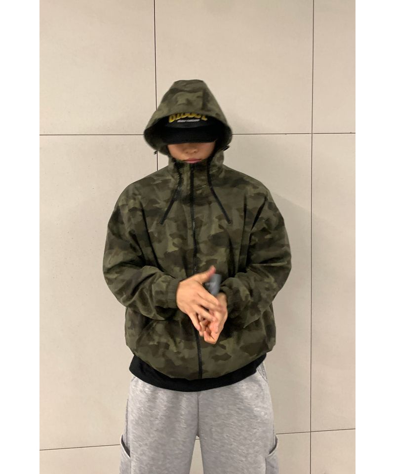 Camo Hood Zipper Jacket