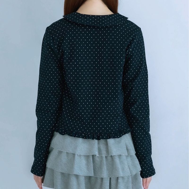 dot frill tee (navy)