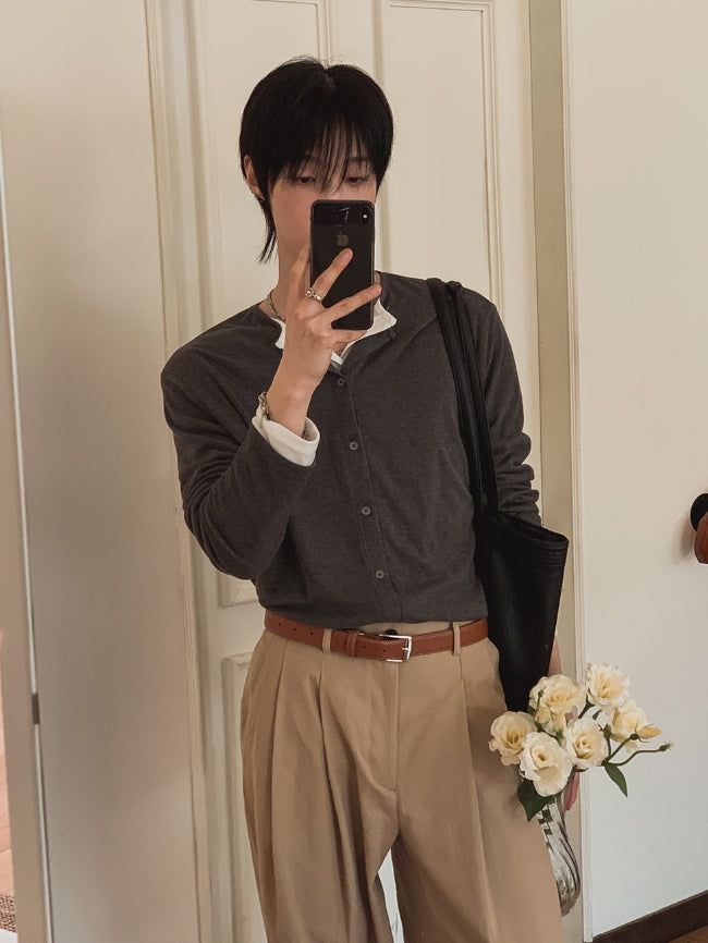 1+1 Daily Ribbed Round Cardigan